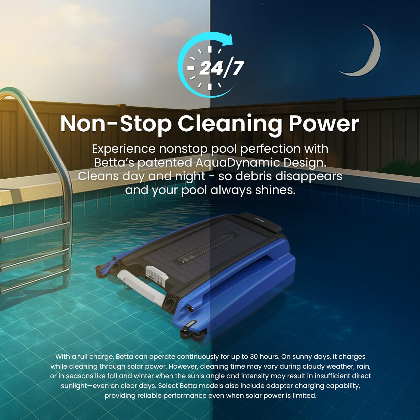 Betta SE Solar Powered Automatic Robotic Pool Surface Skimmer Cleaner